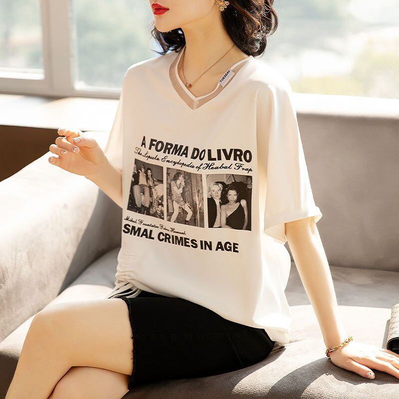 話題沸騰中 ファッション 着回し力抜群 プリント 2色選択 半袖Tシャツ＜S-8621＞