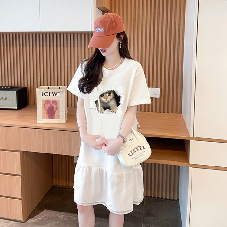 絶対欲しい ネコ カジュアル デザイン ゆったり 半袖 Tシャツ＜S-8658＞