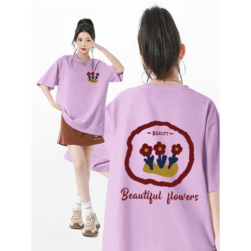超人気 スウィート カジュアル プリント 全8色 半袖 Tシャツ <S-8939>
