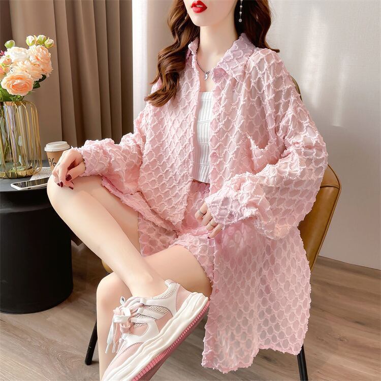 韓国風ファッション 着心地良い スタイルアップ 全3色 シャツ＋ショートパンツ セットアップ＜S-9085＞