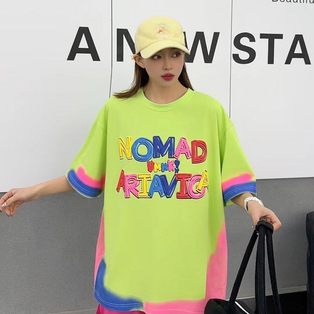 個性的なデザイン アバンギャルド 好感度満載 プリント 半袖Tシャツ カットソー＜S-8237＞