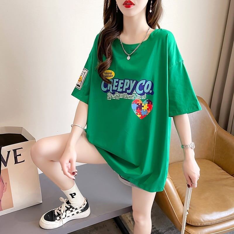 デザイン感 切り替え チャーミング プリント Tシャツ カットソー＜S-3409＞