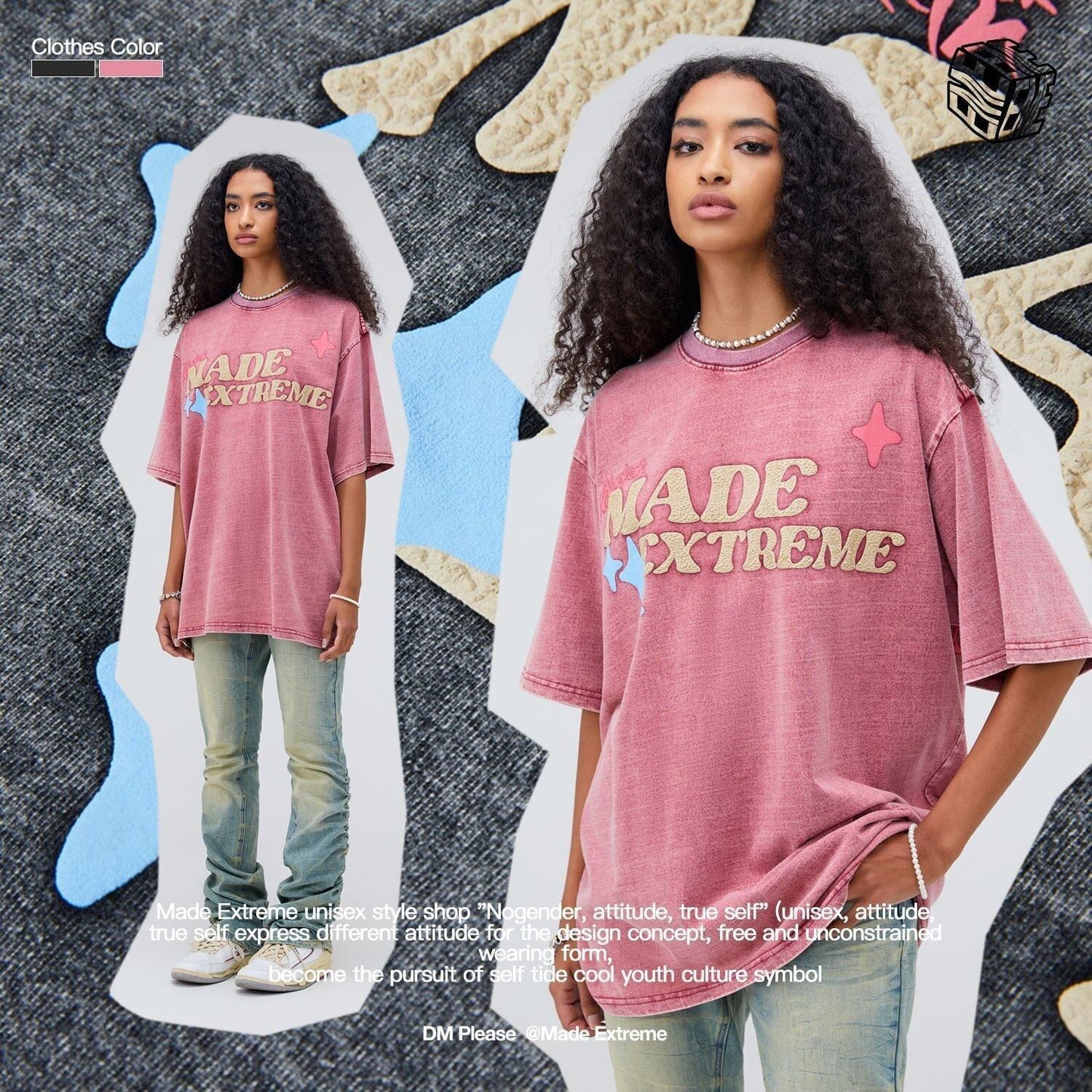 ストリートトレンドのレターファンプリント半袖Tシャツ<S-2906>