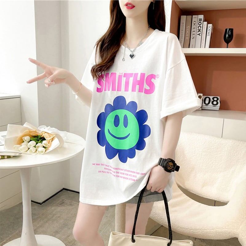 美人度アップ 切り替え ファッション プリント Tシャツ カットソー＜S-3412＞