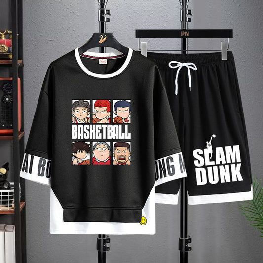 男女兼用 プリント Tシャツ & ショーツ セットアップ S-13269