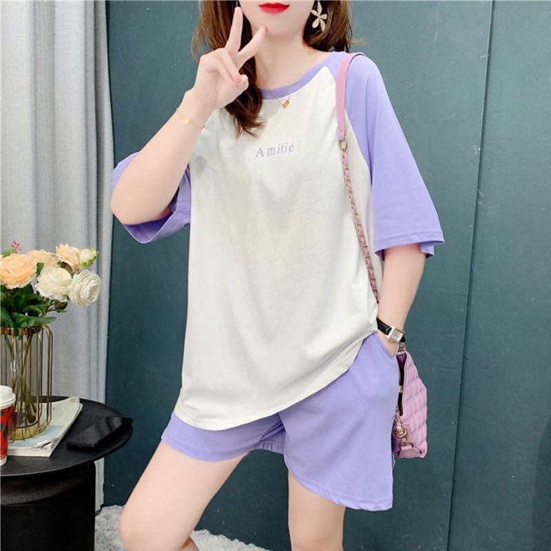 好感度満載 Tシャツ＋ショートパンツ 美感いっぱい セットアップ＜S-3537＞