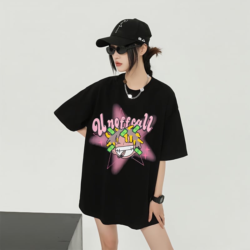 プリント ゆったり 半袖 Tシャツ <S-13132>