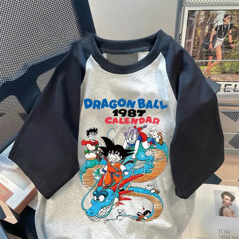 絶対流行 プリント カジュアル 切り替え 半袖Tシャツ 全2色<S-6680>