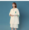 超人気  ルーズ アメリカンスタイルのカジュアルなクロップドジャケット<S-5164> 半袖Ｔシャツⅹパンツセット全2色 <S-8209>