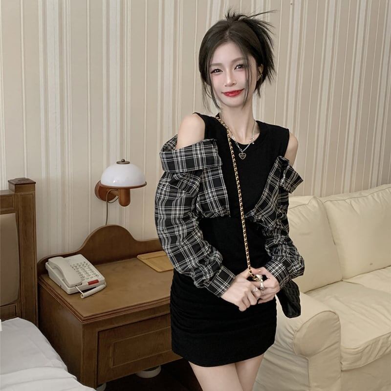 細身効果抜群 ベアトップ 女性力を高める ワンピース＜S-3780＞