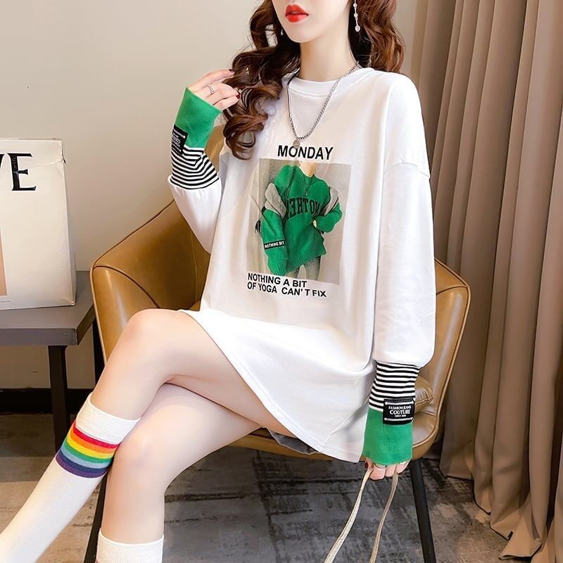 女性力を高める ラウンドネック 着心地抜群 プリント Tシャツ カットソー＜S-2865＞