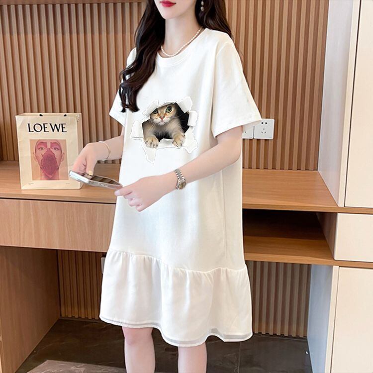 絶対欲しい ネコ カジュアル デザイン ゆったり 半袖 Tシャツ＜S-8658＞