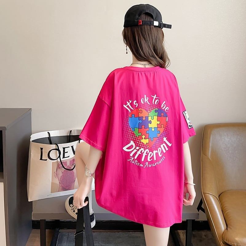 デザイン感 切り替え チャーミング プリント Tシャツ カットソー＜S-3409＞