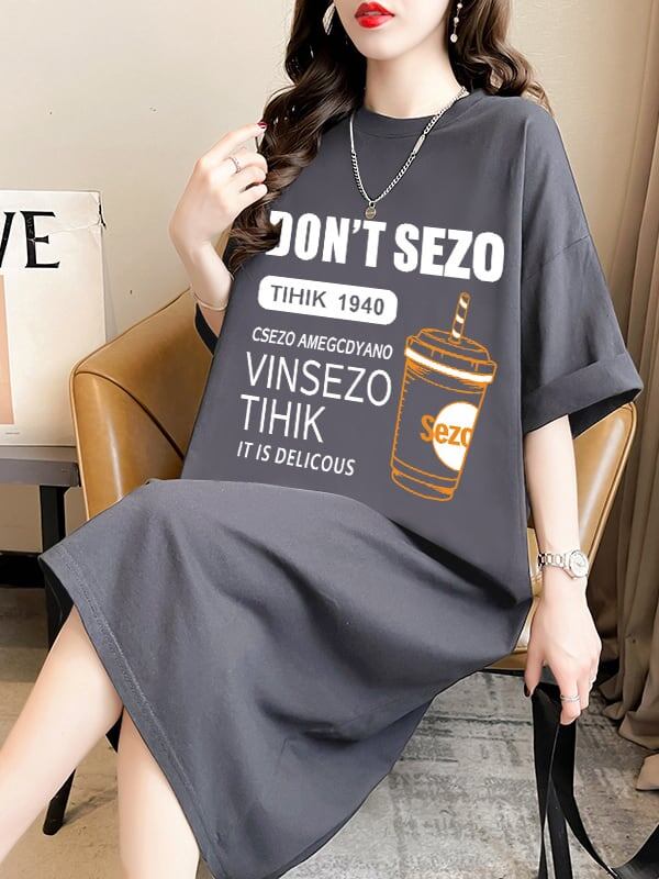 快適 ラウンドネック カジュアル 半袖 Tシャツ ワンピース＜S-8634＞