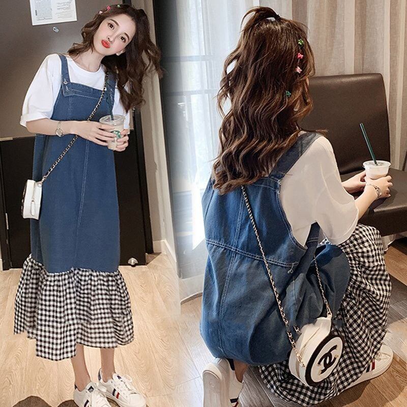 話題沸騰中 切り替え オシャレ度満点 半袖Ｔシャツ＋ワンピース セットアップ＜S-8322＞