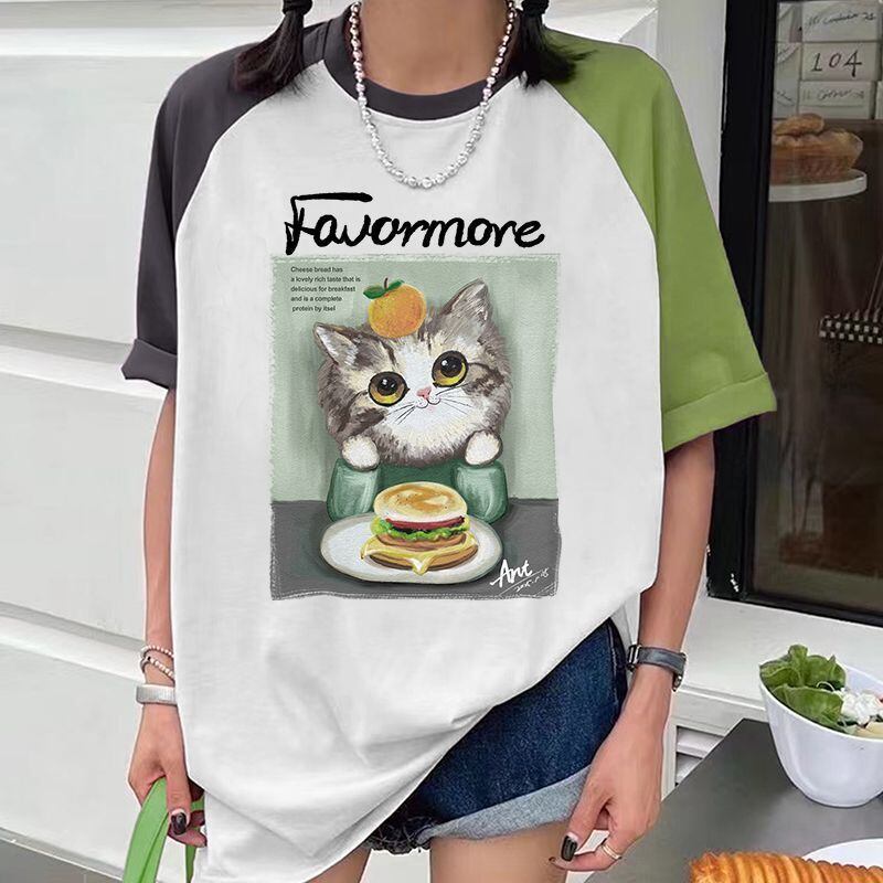 話題沸騰中 プリント切り替え 新作 全2色 半袖Tシャツ カットソー ＜S-8682＞