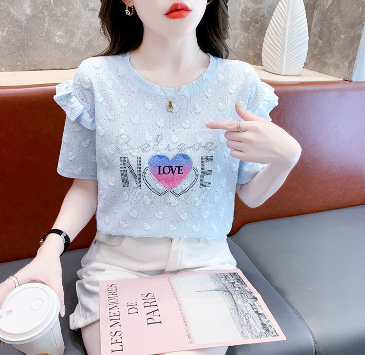 新商品 大人可愛い 話題沸騰中 ホットダイヤモンド 全3色 半袖Tシャツ<S-8868>
