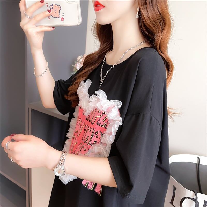 個性的なデザイン 切り替え 今季大好評 プリント Tシャツ カットソー＜S-3410＞