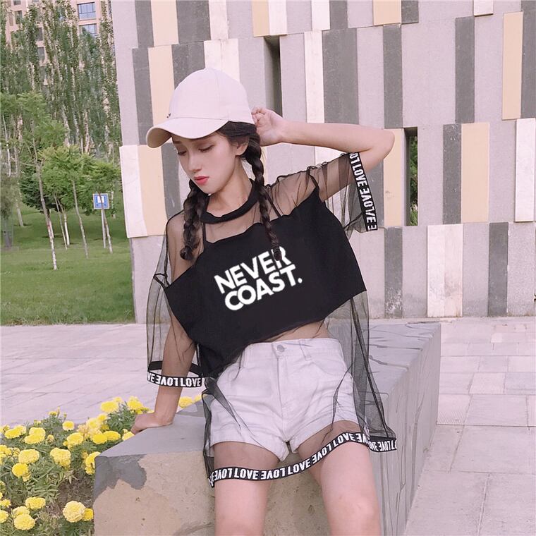 好感度UP レイヤード風 アバンギャルド プリントTシャツ ゆったり半袖＜S-8156＞