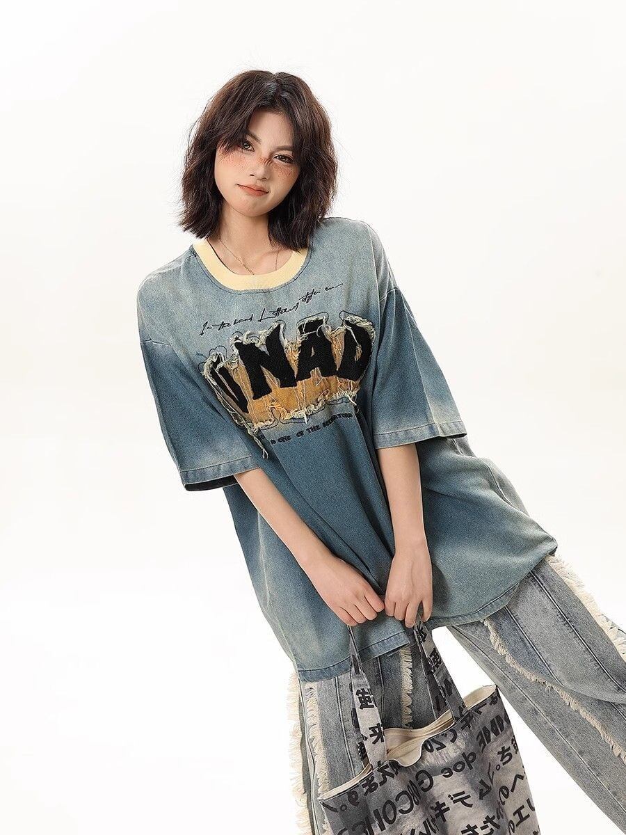 話題沸騰中 絶対流行 売れ筋 早い者勝ち カジュアル デニム 2色選択 Tシャツ<S-11179>
