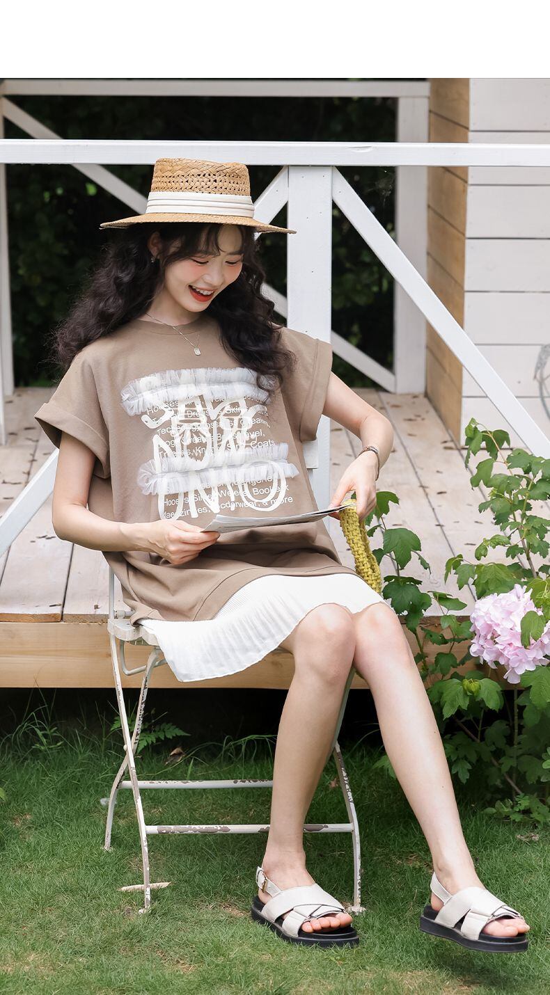 【半額！期間限定！！】大好評 スウィート 大人可愛い プリント レイヤード風 ワンピース<S-8683>