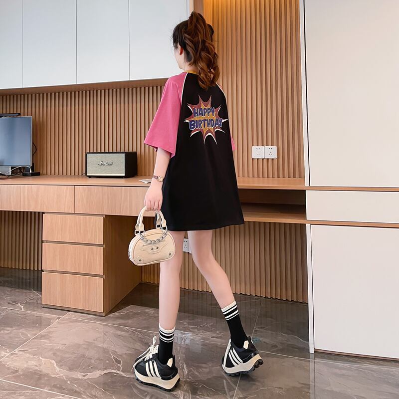 絶対欲しい プリント 個性派 切り替え 全2色 半袖 Tシャツ ＜S-8545＞