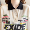 質感のいい ロング POLOネック プリントTシャツ ゆったり半袖 ＜S-2928＞
