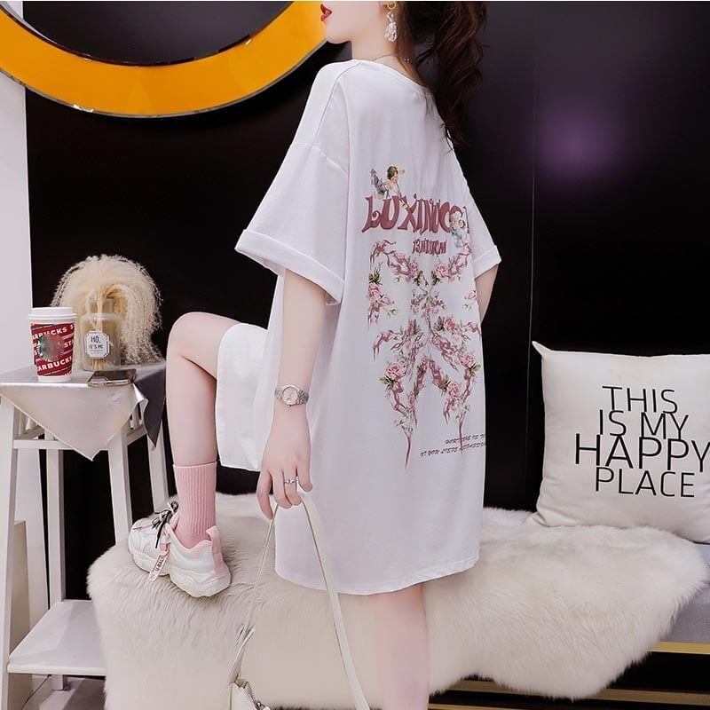スタイリッシュ 切り替え 一目惚れ プリント Tシャツ カットソー＜S-3654＞