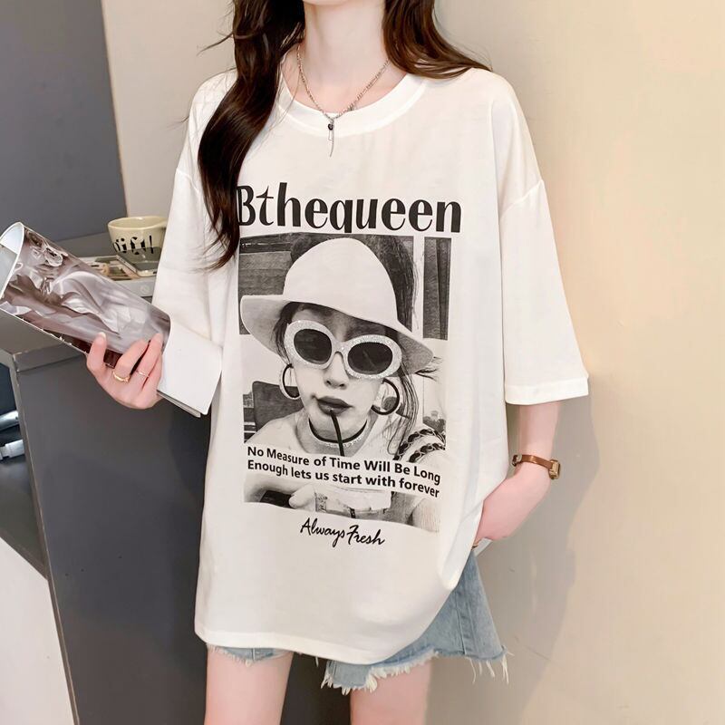 話題沸騰中 レース アバンギャルド 切り替え ホットダイヤモンド 3色選択 半袖Tシャツ＜S-8547＞
