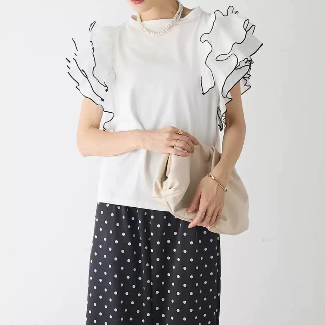 美人度アップ 早い者勝ち 大人可愛い カジュアル 共2色 Tシャツ<S-12149>