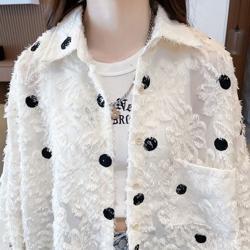 上質 ルーズ オシャレ度満点 2色選択可 透け感 日焼け対策 シャツ ブルゾン＜S-4977＞