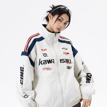 男女兼用 レーシング風 配色 ストリート ジャケット U-13504